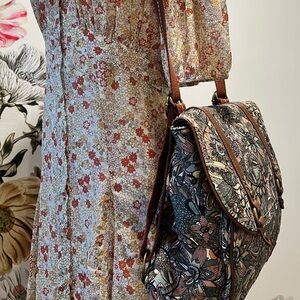 3 in 1 SAKROOTS foldover Convertible Tapestry Backpack Crossbody Messenger Bag